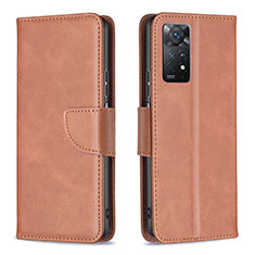 Custodia Portafoglio In Pelle Cover con Supporto B04F per Xiaomi Redmi Note 11 Pro 4G Marrone