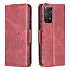 Custodia Portafoglio In Pelle Cover con Supporto B04F per Xiaomi Redmi Note 11 Pro 5G Rosso