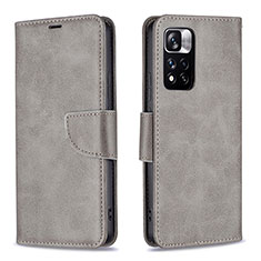 Custodia Portafoglio In Pelle Cover con Supporto B04F per Xiaomi Redmi Note 11 Pro+ Plus 5G Grigio