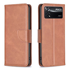 Custodia Portafoglio In Pelle Cover con Supporto B04F per Xiaomi Redmi Note 11E Pro 5G Marrone