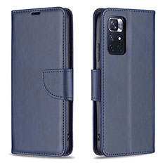 Custodia Portafoglio In Pelle Cover con Supporto B04F per Xiaomi Redmi Note 11S 5G Blu