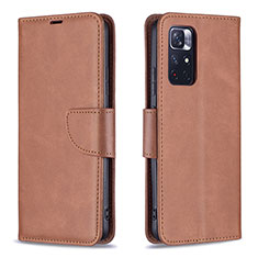 Custodia Portafoglio In Pelle Cover con Supporto B04F per Xiaomi Redmi Note 11S 5G Marrone