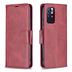 Custodia Portafoglio In Pelle Cover con Supporto B04F per Xiaomi Redmi Note 11T 5G Rosso