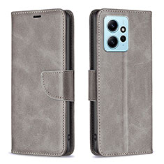 Custodia Portafoglio In Pelle Cover con Supporto B04F per Xiaomi Redmi Note 12 4G Grigio