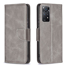 Custodia Portafoglio In Pelle Cover con Supporto B04F per Xiaomi Redmi Note 12 Pro 4G Grigio