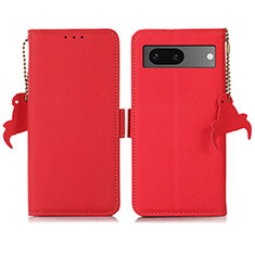 Custodia Portafoglio In Pelle Cover con Supporto B04H per Google Pixel 7 5G Rosso