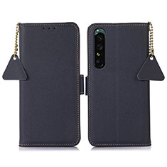 Custodia Portafoglio In Pelle Cover con Supporto B04H per Sony Xperia 1 IV SO-51C Blu