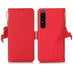 Custodia Portafoglio In Pelle Cover con Supporto B04H per Sony Xperia 1 IV SO-51C Rosso