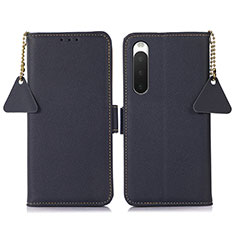 Custodia Portafoglio In Pelle Cover con Supporto B04H per Sony Xperia 10 IV SO-52C Blu