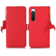 Custodia Portafoglio In Pelle Cover con Supporto B04H per Sony Xperia 10 IV SO-52C Rosso