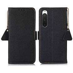 Custodia Portafoglio In Pelle Cover con Supporto B04H per Sony Xperia 10 IV SOG07 Nero