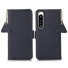 Custodia Portafoglio In Pelle Cover con Supporto B04H per Sony Xperia 5 IV Blu