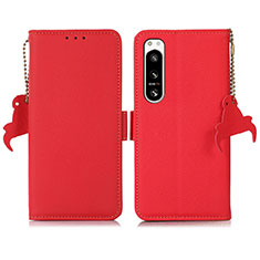 Custodia Portafoglio In Pelle Cover con Supporto B04H per Sony Xperia 5 IV Rosso