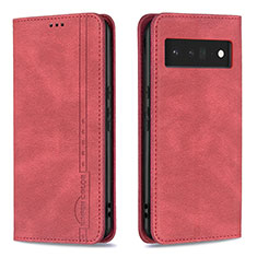 Custodia Portafoglio In Pelle Cover con Supporto B05F per Google Pixel 6 Pro 5G Rosso