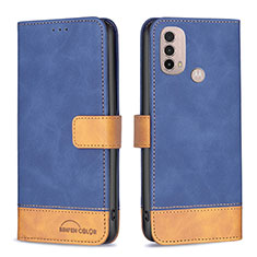 Custodia Portafoglio In Pelle Cover con Supporto B05F per Motorola Moto E20 Blu