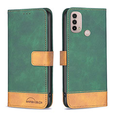 Custodia Portafoglio In Pelle Cover con Supporto B05F per Motorola Moto E20 Verde