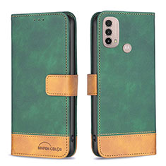Custodia Portafoglio In Pelle Cover con Supporto B05F per Motorola Moto E30 Verde
