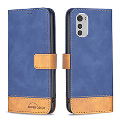 Custodia Portafoglio In Pelle Cover con Supporto B05F per Motorola Moto E32 Blu