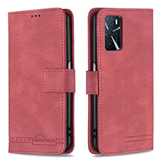 Custodia Portafoglio In Pelle Cover con Supporto B05F per Oppo A16 Rosso