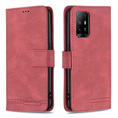 Custodia Portafoglio In Pelle Cover con Supporto B05F per Oppo A94 5G Rosso