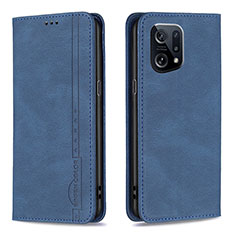 Custodia Portafoglio In Pelle Cover con Supporto B05F per Oppo Find X5 5G Blu