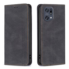 Custodia Portafoglio In Pelle Cover con Supporto B05F per Oppo Find X5 Pro 5G Nero