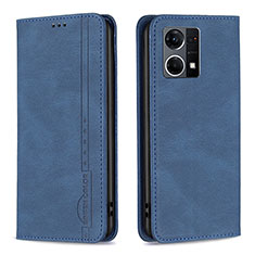 Custodia Portafoglio In Pelle Cover con Supporto B05F per Oppo Reno7 4G Blu