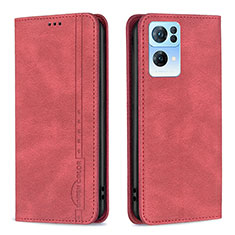 Custodia Portafoglio In Pelle Cover con Supporto B05F per Oppo Reno7 Pro 5G Rosso