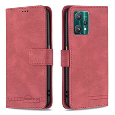 Custodia Portafoglio In Pelle Cover con Supporto B05F per Realme 9 5G Rosso