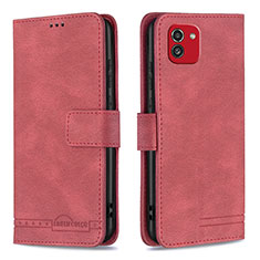 Custodia Portafoglio In Pelle Cover con Supporto B05F per Samsung Galaxy A03 Rosso