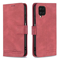 Custodia Portafoglio In Pelle Cover con Supporto B05F per Samsung Galaxy A12 5G Rosso