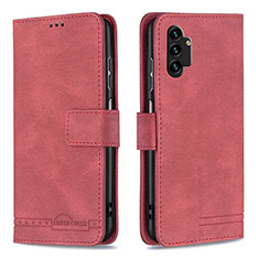 Custodia Portafoglio In Pelle Cover con Supporto B05F per Samsung Galaxy A13 4G Rosso