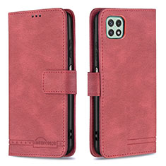 Custodia Portafoglio In Pelle Cover con Supporto B05F per Samsung Galaxy A22s 5G Rosso