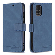 Custodia Portafoglio In Pelle Cover con Supporto B05F per Samsung Galaxy A71 4G A715 Blu