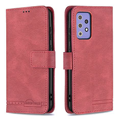 Custodia Portafoglio In Pelle Cover con Supporto B05F per Samsung Galaxy A72 4G Rosso