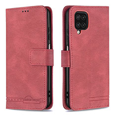 Custodia Portafoglio In Pelle Cover con Supporto B05F per Samsung Galaxy F12 Rosso
