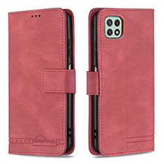 Custodia Portafoglio In Pelle Cover con Supporto B05F per Samsung Galaxy F42 5G Rosso