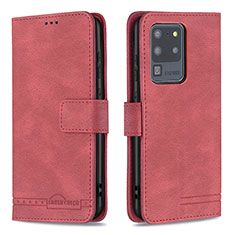 Custodia Portafoglio In Pelle Cover con Supporto B05F per Samsung Galaxy S20 Ultra 5G Rosso
