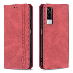 Custodia Portafoglio In Pelle Cover con Supporto B05F per Vivo Y53s 4G Rosso