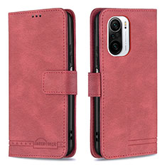 Custodia Portafoglio In Pelle Cover con Supporto B05F per Xiaomi Mi 11X Pro 5G Rosso