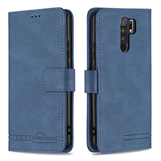 Custodia Portafoglio In Pelle Cover con Supporto B05F per Xiaomi Poco M2 Blu