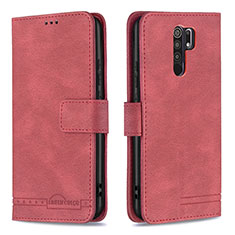 Custodia Portafoglio In Pelle Cover con Supporto B05F per Xiaomi Poco M2 Rosso