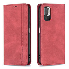 Custodia Portafoglio In Pelle Cover con Supporto B05F per Xiaomi POCO M3 Pro 5G Rosso