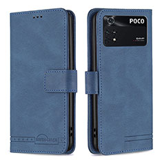 Custodia Portafoglio In Pelle Cover con Supporto B05F per Xiaomi Poco M4 Pro 4G Blu