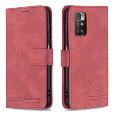 Custodia Portafoglio In Pelle Cover con Supporto B05F per Xiaomi Redmi 10 4G Rosso