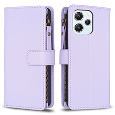 Custodia Portafoglio In Pelle Cover con Supporto B05F per Xiaomi Redmi 12 4G Lavanda