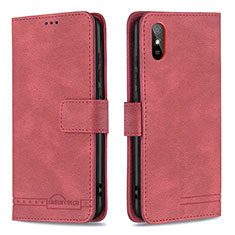 Custodia Portafoglio In Pelle Cover con Supporto B05F per Xiaomi Redmi 9A Rosso