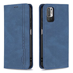 Custodia Portafoglio In Pelle Cover con Supporto B05F per Xiaomi Redmi Note 10 5G Blu