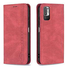 Custodia Portafoglio In Pelle Cover con Supporto B05F per Xiaomi Redmi Note 10 5G Rosso