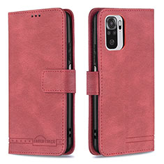 Custodia Portafoglio In Pelle Cover con Supporto B05F per Xiaomi Redmi Note 10S 4G Rosso